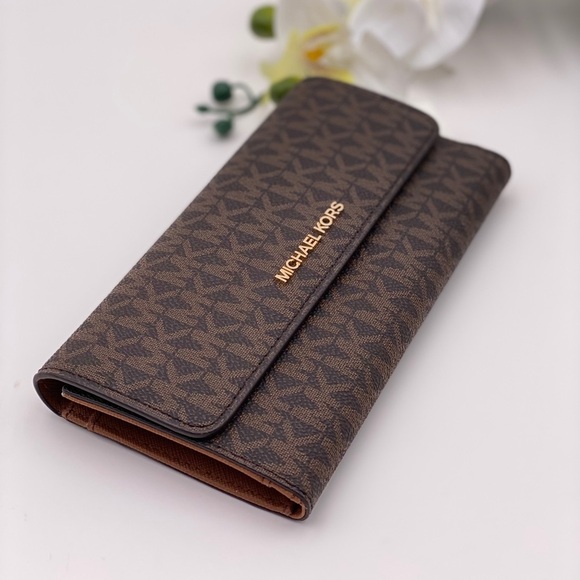 Michael Kors Trifold Wallet Signature Brown - Picture 10 of 12